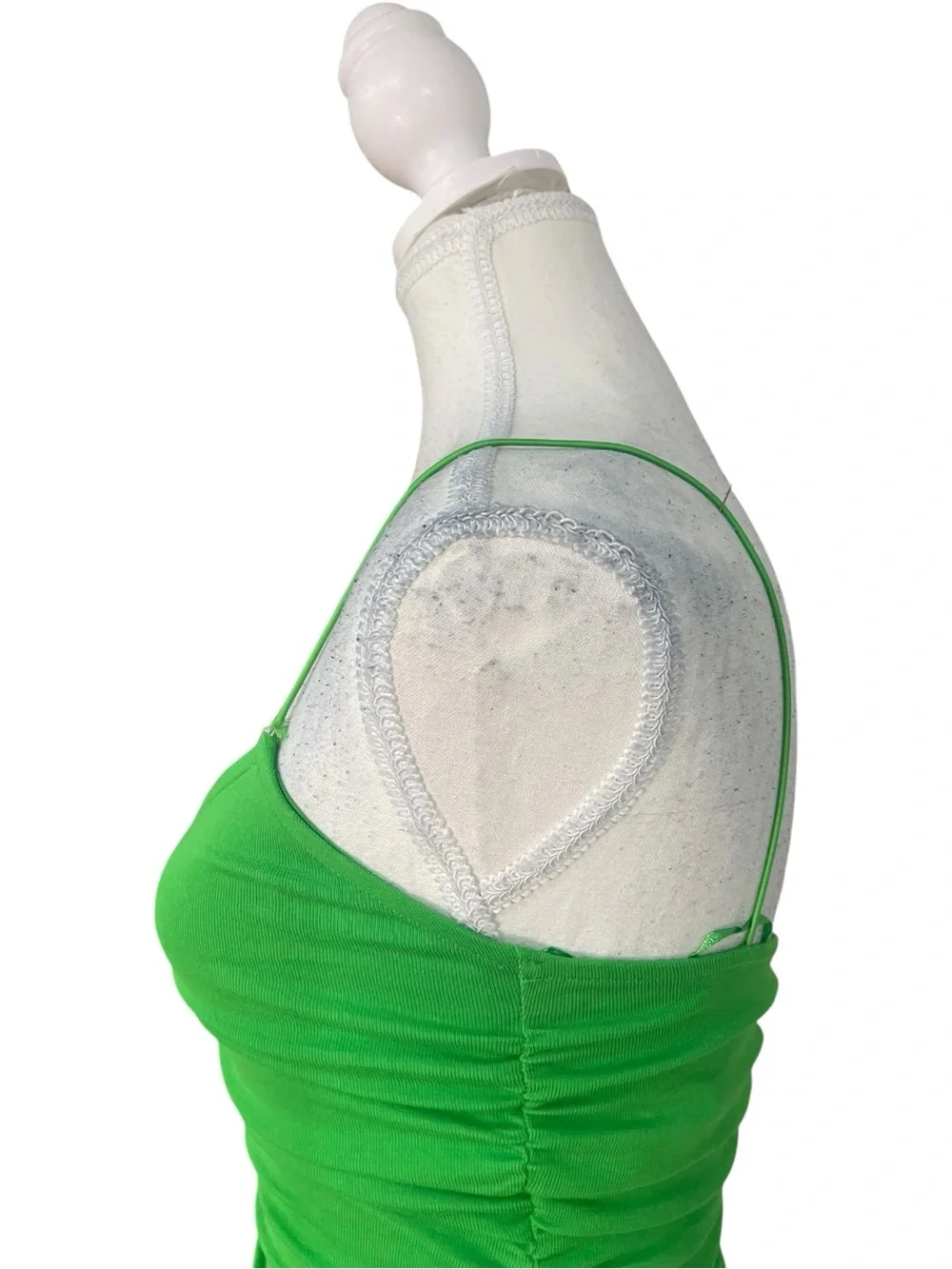 Zara Ruched V-Neck Camisole Bodysuit Green